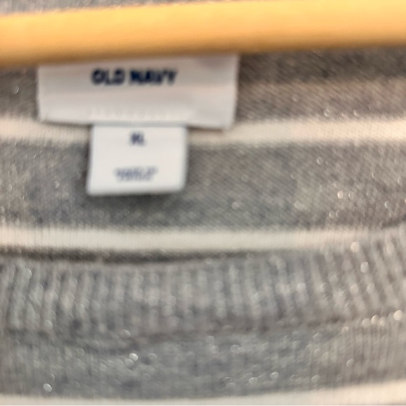 EUC Old Navy Gray and White Striped Sweater - Picture 3 of 4